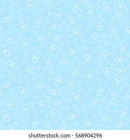 Seamless pattern with nipples, hearts and flowers. Vector illustration
