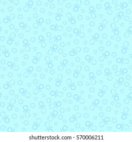 Seamless pattern with nipples, hearts and flowers. Vector illustration