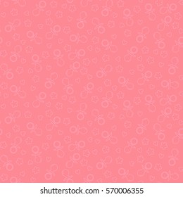 Seamless pattern with nipples, hearts and flowers. Vector illustration