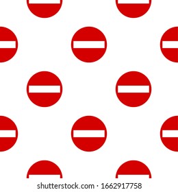 Seamless Pattern with No Entry Signs. Vector Image.