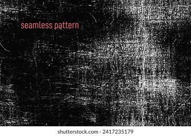 Seamless pattern noise texture in form of frame. Vector high quality textured, brushes drawn distressed uneven background. Dark noise granules. Seamless black spots of paint on a white background.