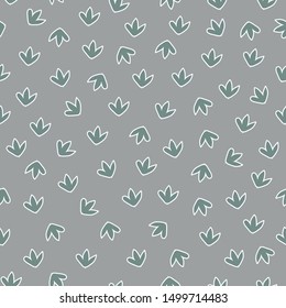 Seamless Pattern with Non-Directional Abstract Green Shapes on Grey-Green Background