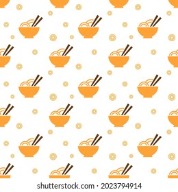 Seamless pattern noodle logo on white background. vector illustration.