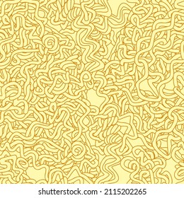 Seamless pattern with noodles. Hand drawn vector illustration. Flat color design.