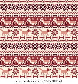 Seamless pattern of the Nordic events-style using the dog,