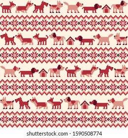 Seamless pattern of the Nordic events-style using the dog,