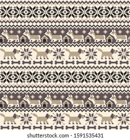 Seamless pattern of the Nordic events-style using the dog,