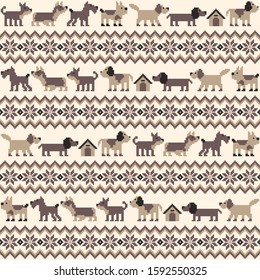 Seamless pattern of the Nordic events-style using the dog,