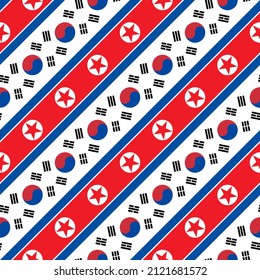 seamless pattern of north korea and south korea flags. vector illustration