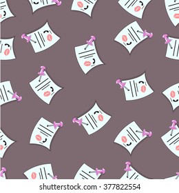 Seamless pattern a note with a kiss. Vector illustration.