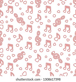 Seamless pattern with notes, hearts. Birthday, Valentine's day, Mother's Day, Father's day, wedding vector romantic background. Template for greeting card, design, fabric, print.