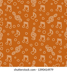 Seamless pattern with notes, hearts. Birthday, Valentine's day, Mother's Day, Father's day, wedding vector romantic background. Template for greeting card, design, fabric, print.