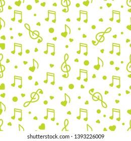 Seamless pattern with notes, hearts. Birthday, Valentine's day, Mother's Day, Father's day, wedding vector romantic background. Template for greeting card, design, fabric, print.