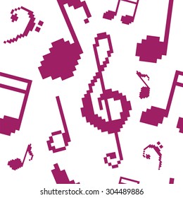 seamless pattern notes pixel with background white