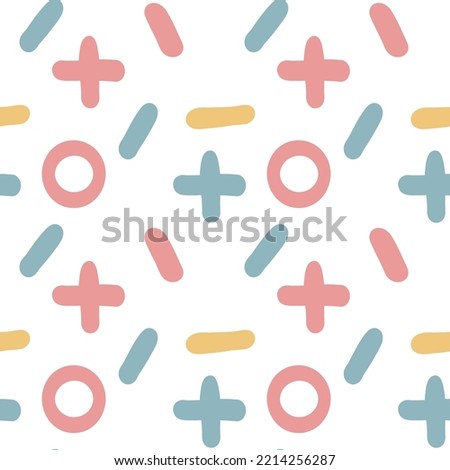 Seamless pattern of noughts, crosses and dashes. Print for printing on fabric, packaging paper. Stock photo © 