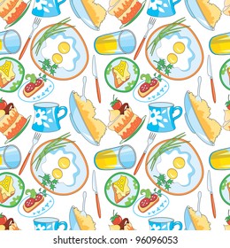 Seamless pattern - nourishing meal for a breakfast