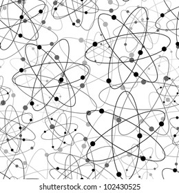 Seamless pattern with nuclear symbols. Black and grey elements on white
