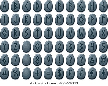 Seamless pattern of numbered stone or pebble icons arranged in rows