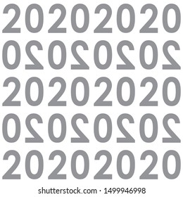 Seamless pattern of numbers 2020 gray on a white background, suitable for theme of congratulations on the New year holidays. Figures "2" depending on  row are reflected. Strict business style.