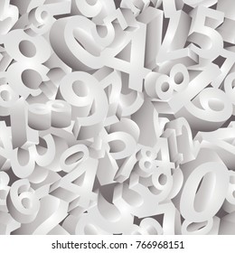 Seamless pattern numbers in 3D , vector illustration