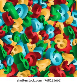 Seamless pattern numbers in 3D , vector illustration