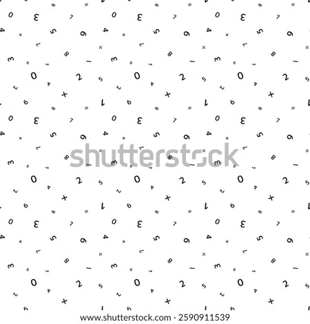 Seamless pattern | Numbers, calculations, arithmetic (rounded gothic)