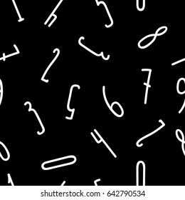 Seamless pattern with numbers.Chaotic white numbers on a black background.