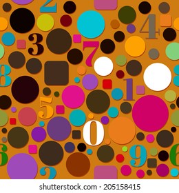Seamless Pattern with Numbers and Circles for School Designs, Textiles, Backgrounds, etc