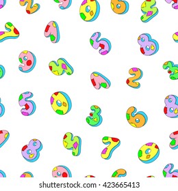 Seamless pattern numbers. Colored numbers on a white background vector illustration.