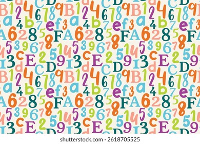 seamless pattern with numbers and letters. vector illustration