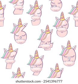 Seamless pattern numbers like unicorns from 0 to 9. Cute Unicorn numbers illustration for birthday party. Calligraphy, lettering, typography for your Education cards, greeting cards or game