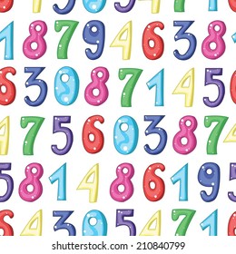 Seamless pattern with numbers on white background