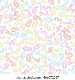 Seamless pattern with numbers on white background.