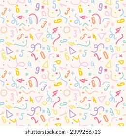 seamless pattern with  numbers  in random order on a pastel background. For backgrounds, textile, wrapping paper, and other surfaces .