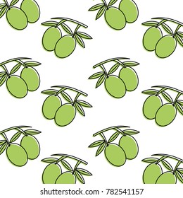 seamless pattern nutrition olive leaves fruit
