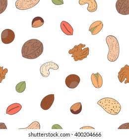 Seamless pattern with nuts