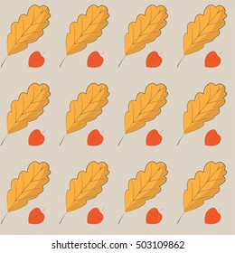 Seamless pattern with oak autumn leaves. Perfect for wallpapers, wrapping papers, web design, textile, autumn greeting cards, Thanksgiving Day card.Colorful background and texture template for fall