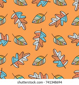 Seamless pattern with oak and autumn leaves. Lovely vector illustration and design for fabrics, textile, wallpaper and background.