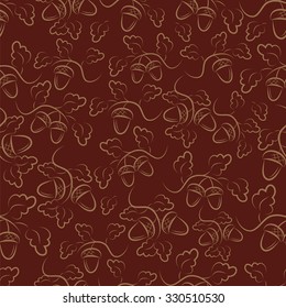 seamless pattern with oak branch and acorns