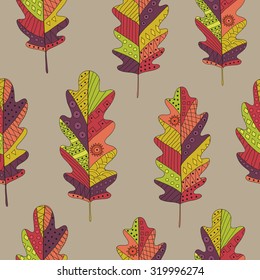 Seamless pattern with oak leaves