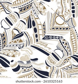 Seamless pattern with oak leaves and acorns. Abstract pattern. Vector illustration.
