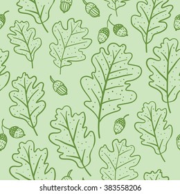 Seamless pattern with oak leaves and acorns. Can be used for wallpaper, pattern fills, greeting cards, webpage backgrounds, wrapping paper or fabric. Vector illustration. EPS 10.
