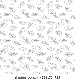 Seamless pattern oak leaves. Autumn vector object isolated on white. Cartoon fallen foliage, design element, sign or symbol. Vector illustration.