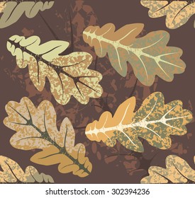 Seamless Pattern with Oak leaves.Autumn template for your designs. Vector image.