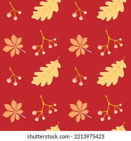 Hojas y bayas de roble sin foco. Vector dibujado a mano en colores cálidos y fondo aislado. Diseño para vacaciones de cosecha de otoño, Día de Acción de Gracias, Halloween, saludos de temporada, textil, scrapbooking.