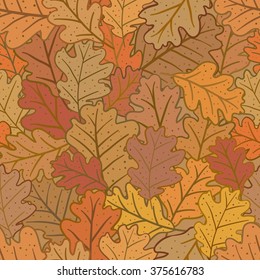 Seamless pattern with oak leaves. Can be used for wallpaper, pattern fills, greeting cards, webpage backgrounds, wrapping paper or fabric. Vector illustration. EPS 10.