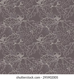 seamless pattern with oak leaves, vector illustration