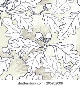 seamless pattern with oak leaves, vector illustration