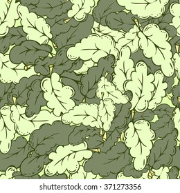 Seamless pattern oak leaves, vector illustration