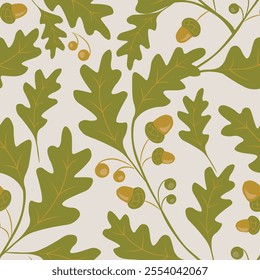 Seamless pattern with oak ornament.